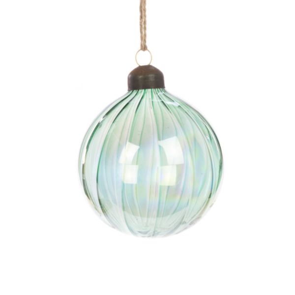 Glass Vanessa Bauble - Green 8cm